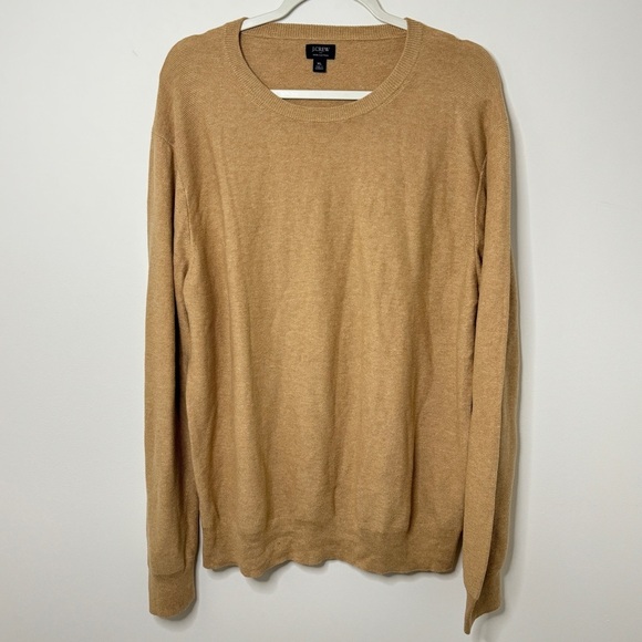 J. Crew Men's Cotton Garter-Stitch Crewneck Sweater Size XL Pullover Tan - Picture 6 of 6
